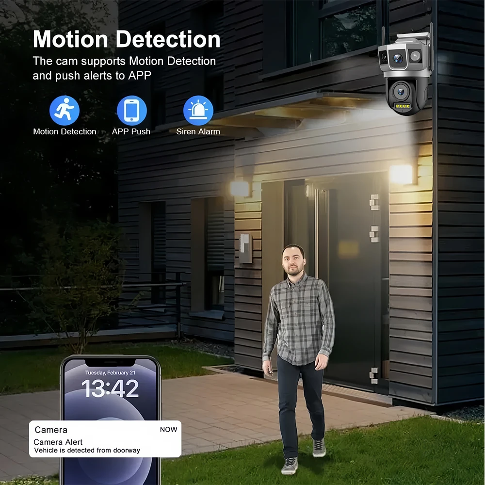 Home Security CCTV Monitor 6K 12MP IP Hemisphere Camera V380Pro Triple Screen WIFI/4G Full Color People Detection Camera IP image 3