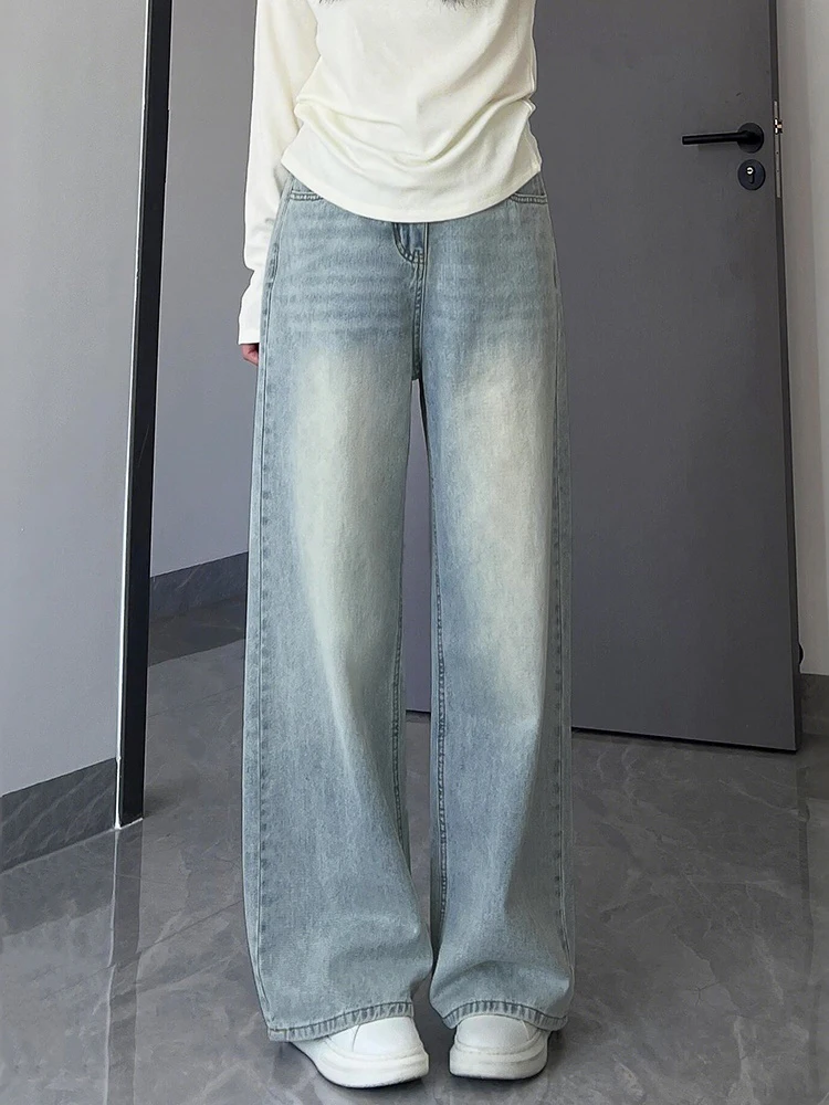 

Женские широкие джинсы Light Wa с высокой талией, свободного кроя, прямые, из денима, для фигуры типа «груша», утягивающие брюки