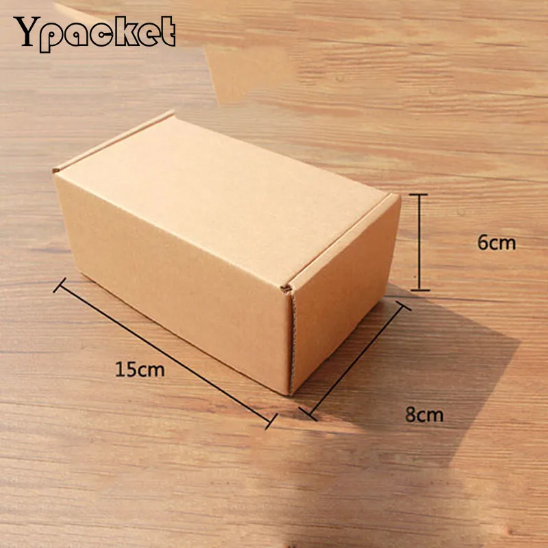 Stock Storage Cases Corrugated Board Mini Gift Packaging Jewelry Sets Packaging Box Carrying Case Kraft Paper Box 15x8x6cm 25Pcs