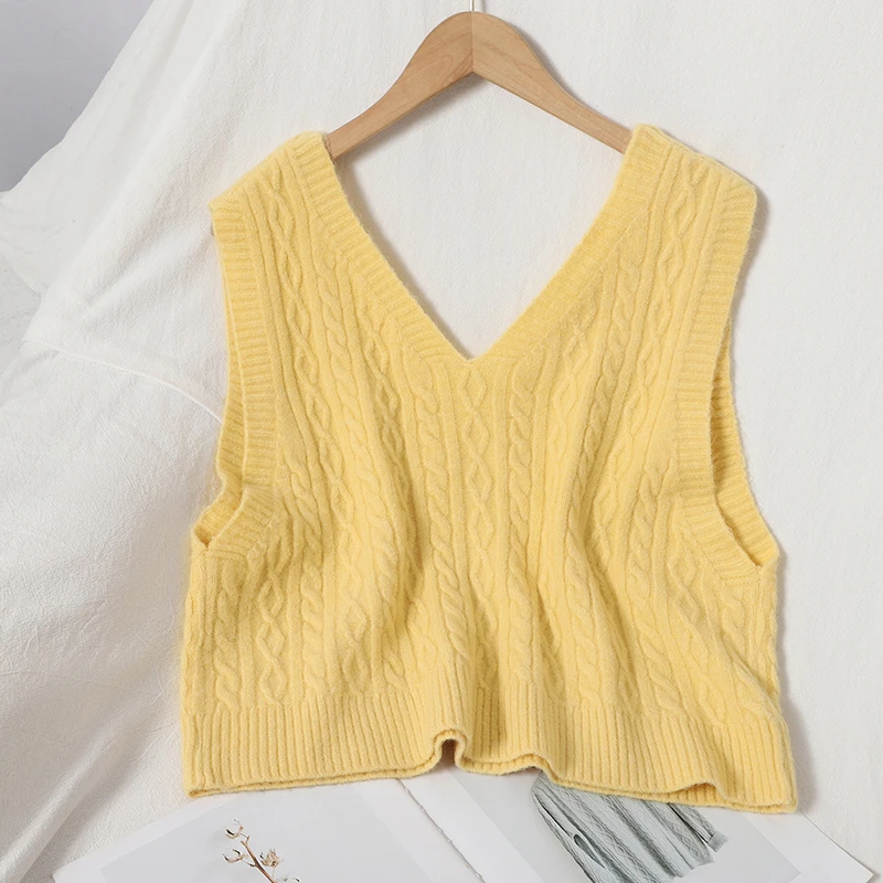 

2022 Stretchy Fashion Loose Pullovers Vests Women Winter all-match Women Sweater Vests Sleeveless V-Neck Sweater Vests Women