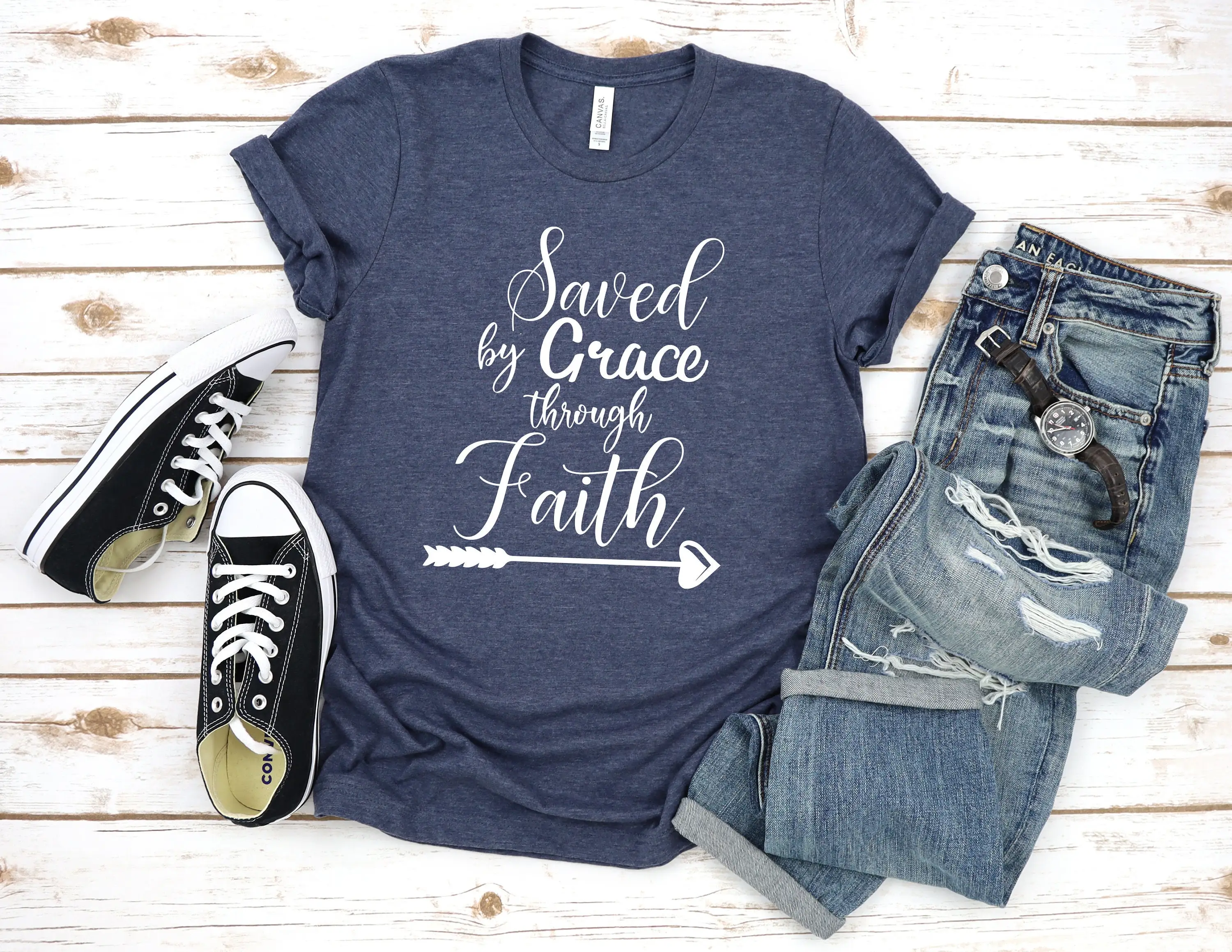 Saved By Grace Through Faith T Shirt Amazing Religious