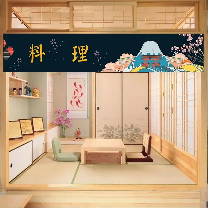 VIKAMA Japanese Noren Curtain Doorway Tapestry Room Divider For Living Bedroom Sushi Restaurant Entrance Kitchen Home Decor
