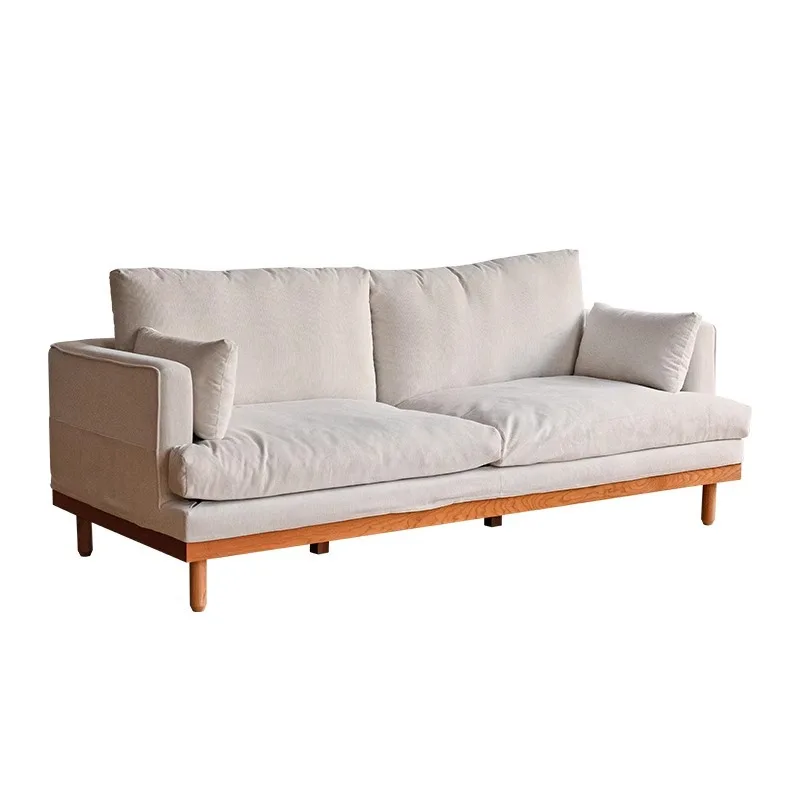 

Small apartment corduroy latex down Japanese simple three-person sofa