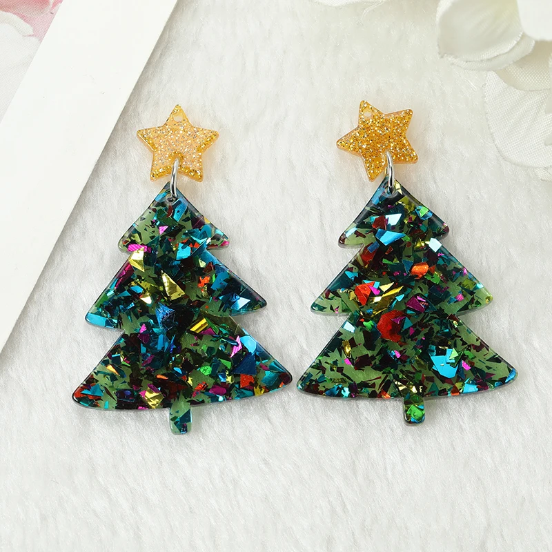 10Pcs/Lot Christmas Glittering Decorations Fashion Acrylic Charms Bells Cat  Accessories For  Jewelry Diy Making