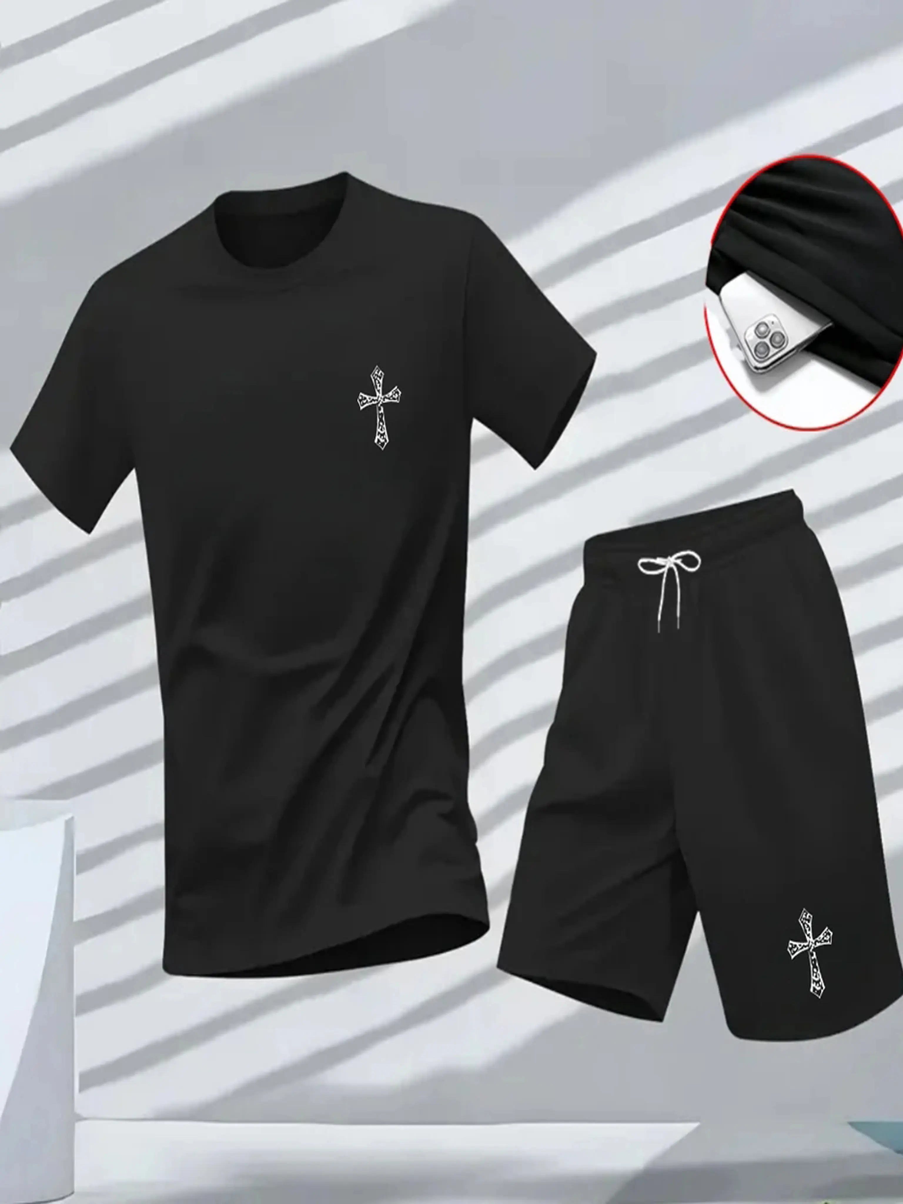 

2026 Summer New Fashionable Printed Trendy Leisure Sports Set Mesh Men's Set T-shirt Set Two Piece Set