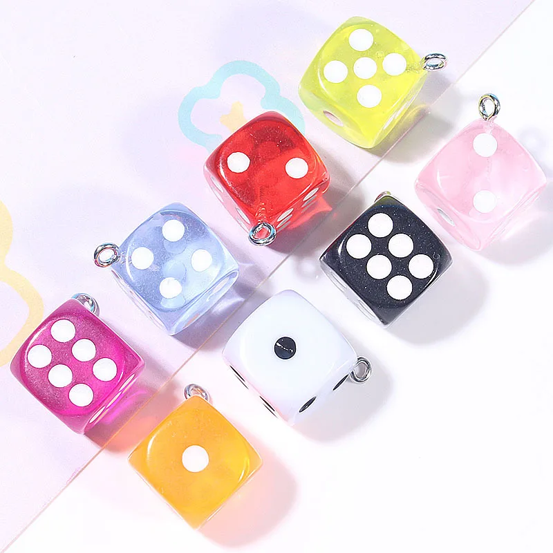 

WZNB 2PCS Resin Charms Dice Pendant Jewelry for Making Mobile Phone Case Necklace Earrings Keychain Jewelry Accessories