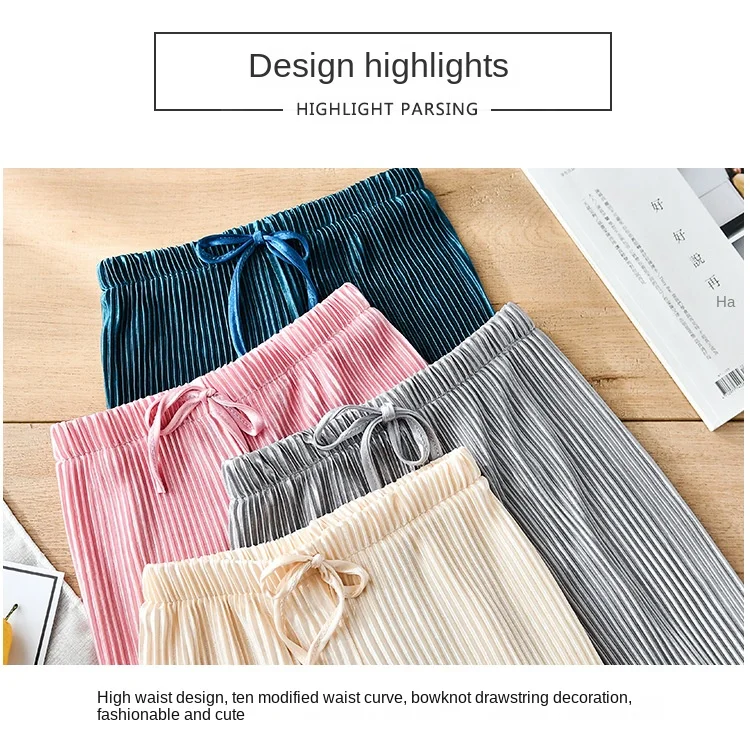 Schule Kinder Plissee Breite Bein Hosen Sommer Kleinkind Kinder Lose Beiläufige Feste Knöchel-Länge Hosen Teenager Mädchen Eis Seide Leggings – Detail 4