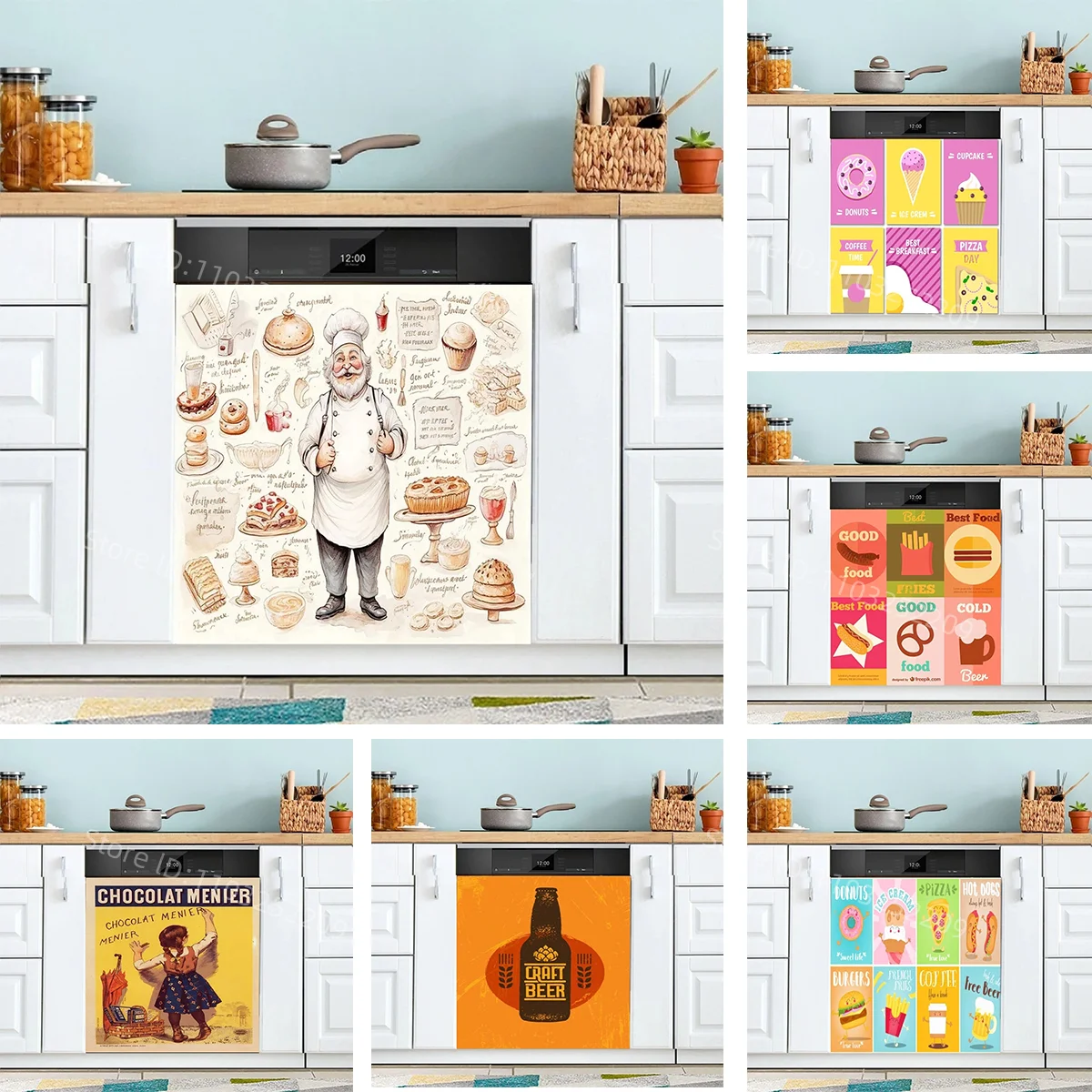 

Винтажный плакат с хлебом и кофе, стикер для посудомоечной машины, обои из ПВХ, 3D декоративная наклейка на заказ для кухни, домашнего искусства