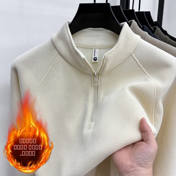 

Утепленная мужская вязаная кофта на молнии с воротником-стойкой и длинными рукавами, теплая повседневная зимняя кофта из полиэфирного волокна