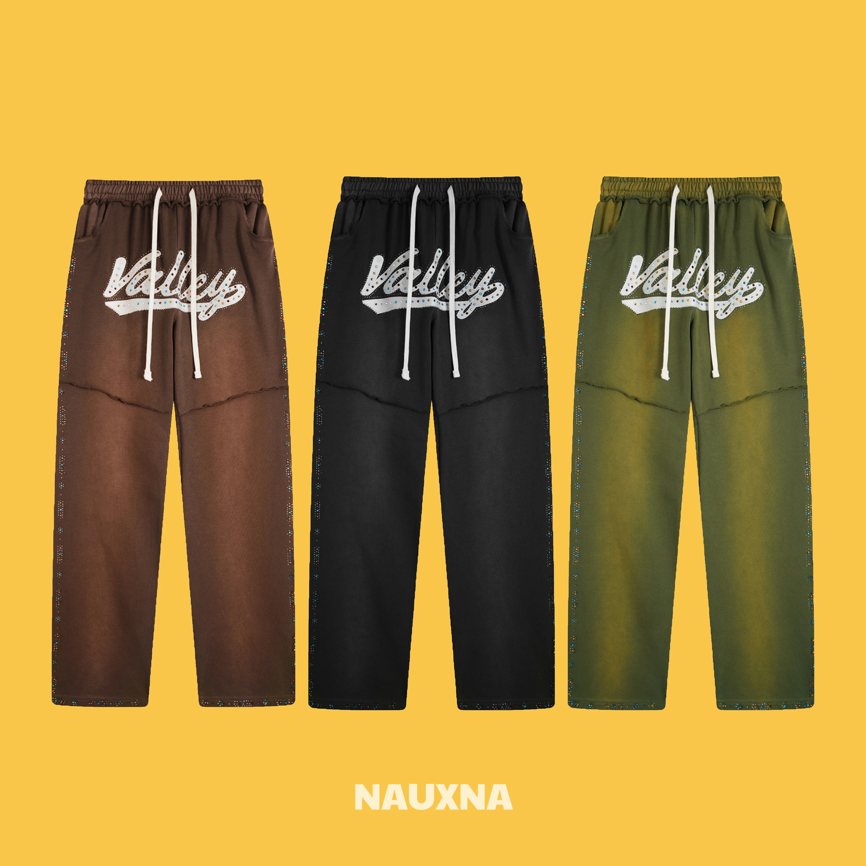 

V Forever, повседневные свободные длинные брюки с вышитыми стразами и буквами, молодежные американские осенние морские брюки