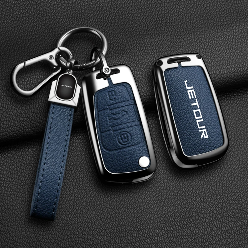 Metal Leather Car Key Case Cover For Chery JETOUR X70 X90 X95 IDM I-DM X-1 DTC Plus Auto Protectection Shell Accessories