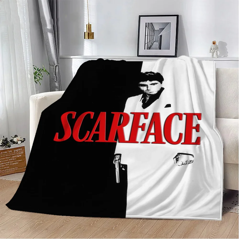 3D Movie Scarface Knee Blanket Throw Bed Blankets & Throws Microfiber Bedding Interior for Home Fluffy Plaid Beach Towel Soft &