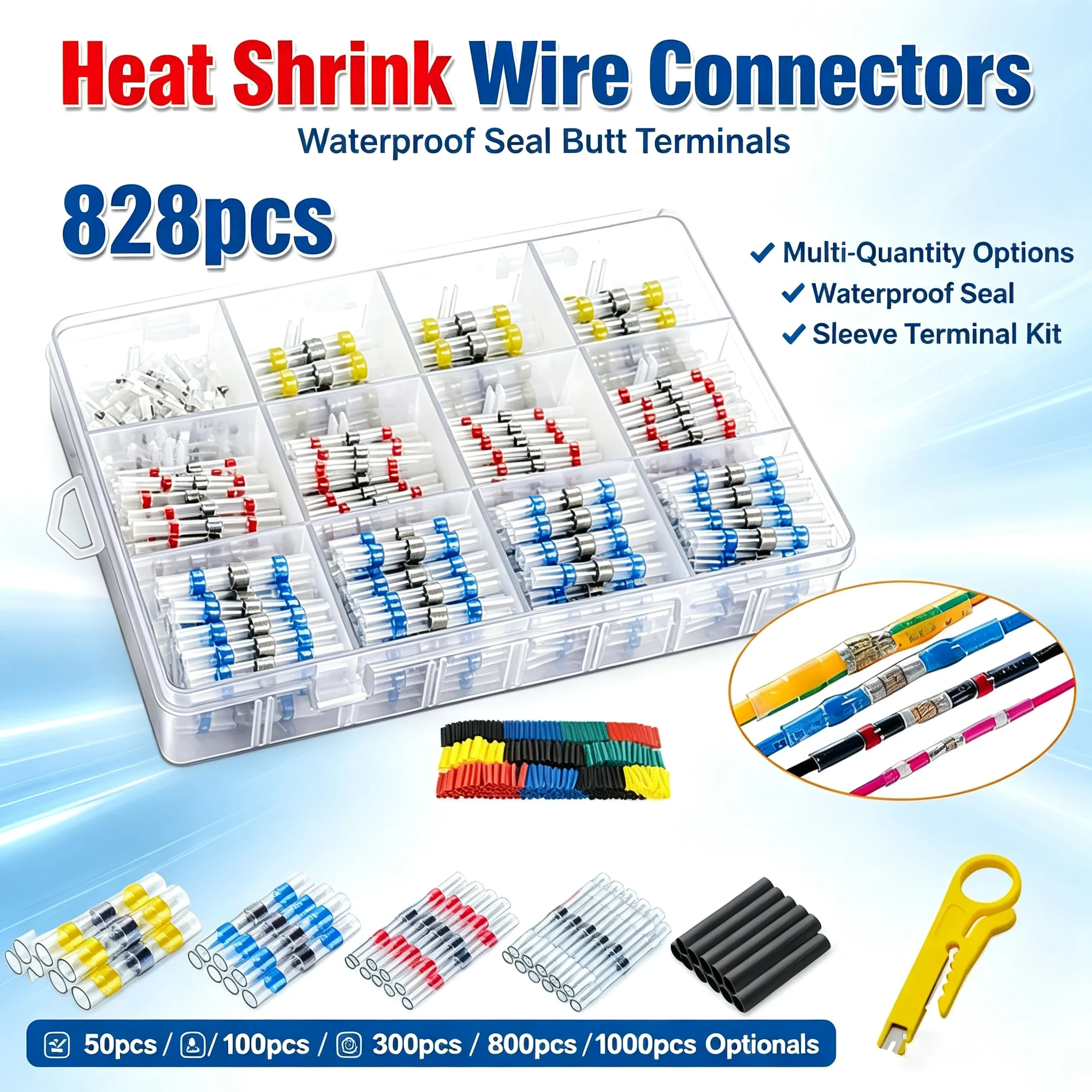 Heat Shrink Solder Seal Wire Connectors Waterproof Butt Terminals for Car Boat Electrical Wiring Repair Assorted Quantity Option