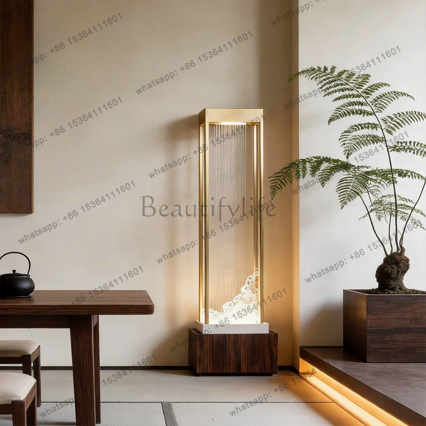 Floor-to-ceiling ornaments, vertical water features, advanced sense, zen running water lights, entrance lucky ornaments