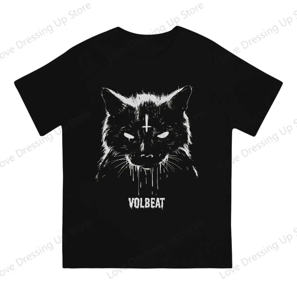 Satanic Black Metal Cat Angry Cat T Shirt Vintage Homme Men's Tshirt Cotton  Men Clothing