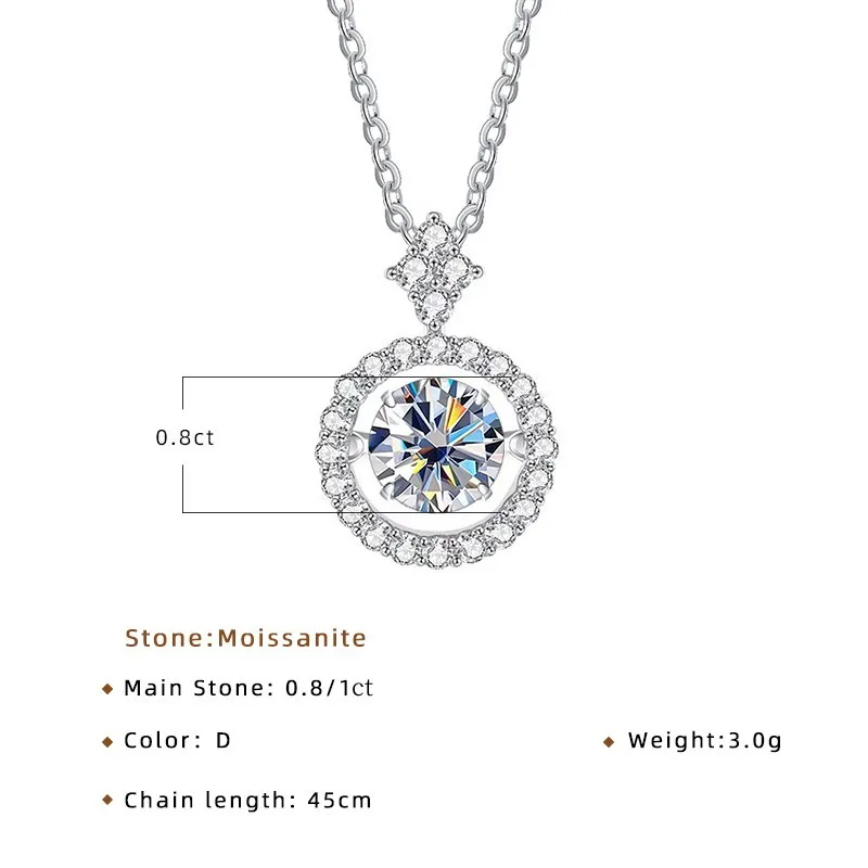 BIJOX STORY 1 CT ciondolo Moissanite per donna collana di diamanti simulati S925 gioielli in argento Sterling ragazza regalo di san valentino