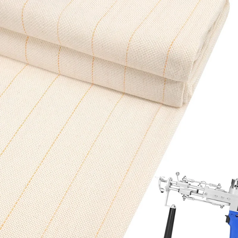 98 Inch X 59 Inch Tufting Cloth With Marked Lines,Monk Cloth Fabric For Punch Needle,Large Overlocking Tufting Cloth