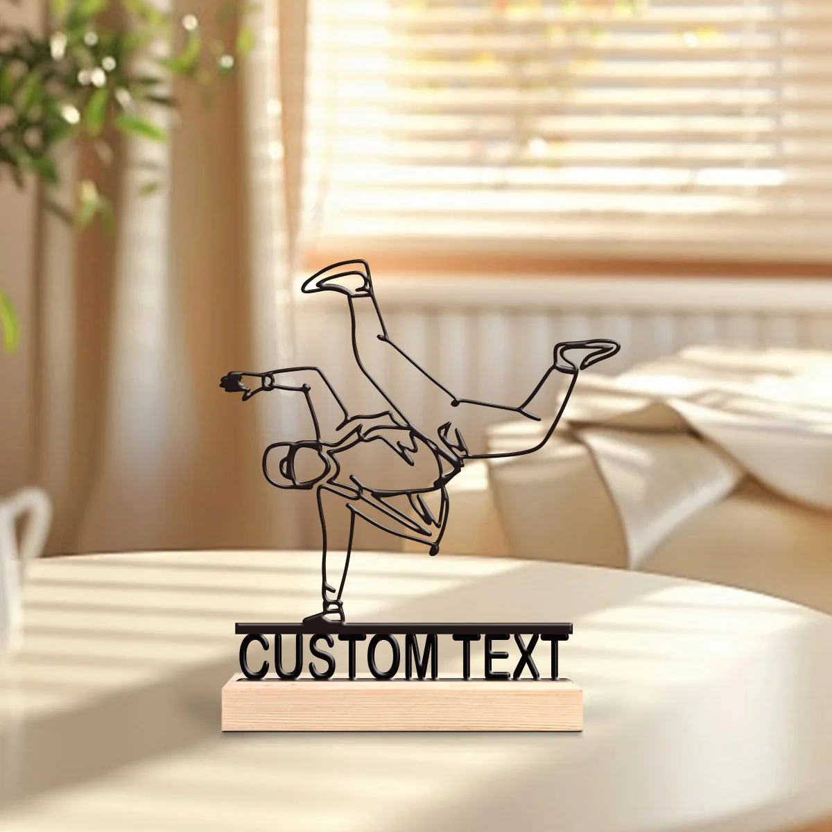 1pc Metal Desktop Decoration Customizable Content Equipped with Wooden Base Desk Ornaments for Study Rooms,Bedrooms,and Offices