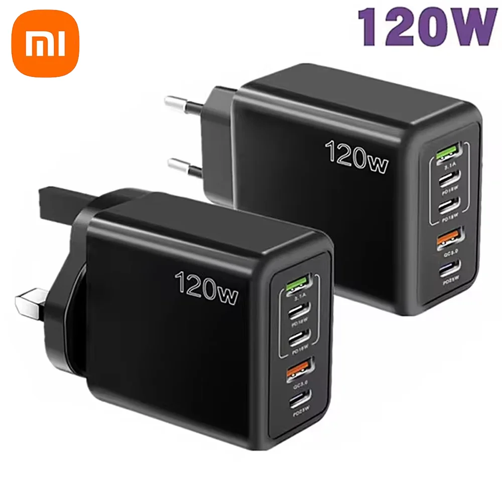 Xiaomi 120W USB C Charger Fast Charging Type C 3PD 2USB QC3.0 Mobile Phone Adapter For iPhone Xiaomi Samsung ipad Tablet Huawei