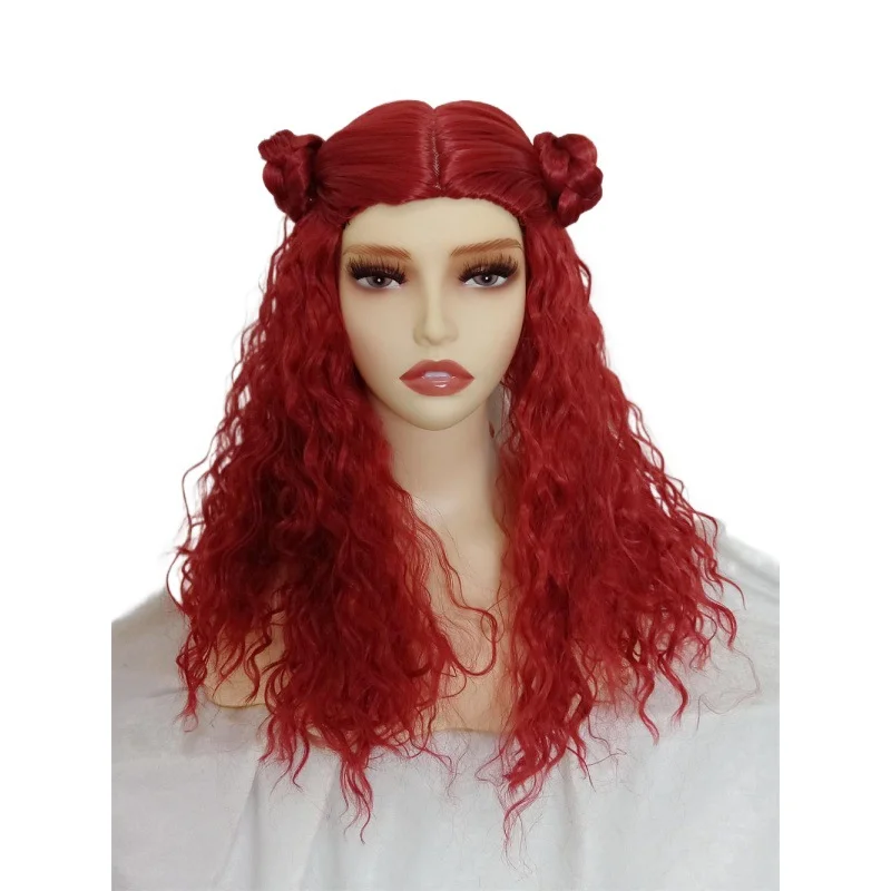 Eew 1pcs High temperature permable color wig wig movie descendant 2 star successor mal wig Cosplay Qi bangs split long curl wig