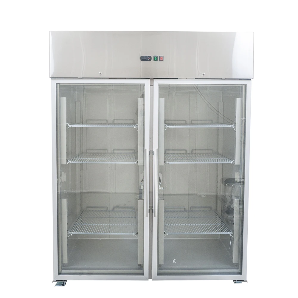 1065L SN800BTG Double Glass Doors Ventilated Commercial Reach In Freezer Display Upright Cabinet Refrigeration Equipment