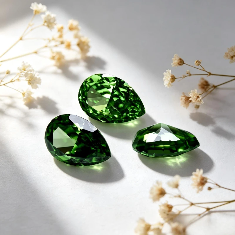 Kubischer Zirkonia Birnenform Künstlicher Zirkon Grüne Farbe 5A+ Qualität CZ 4K-Schliff Crushed Ice Cut Hochkarätiger Diamant – Detail 5