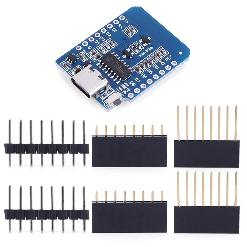 Mini Placa de desarrollo WIFI ESP8266 D1, 20 piezas, CH340G, CH340, V2, Usb, Wemos, D1, Mini Nodemcu, Lua, Iot, 3,3 V, Met Pins, 1-ESP-12F