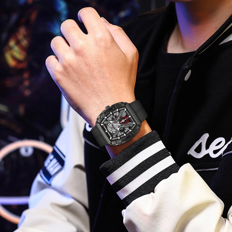 Jam Tangan Kalender WLISTH Tonneau - Jam Tangan Fashion Quartz Pria, Jam Tangan Olahraga Pria Terlaris