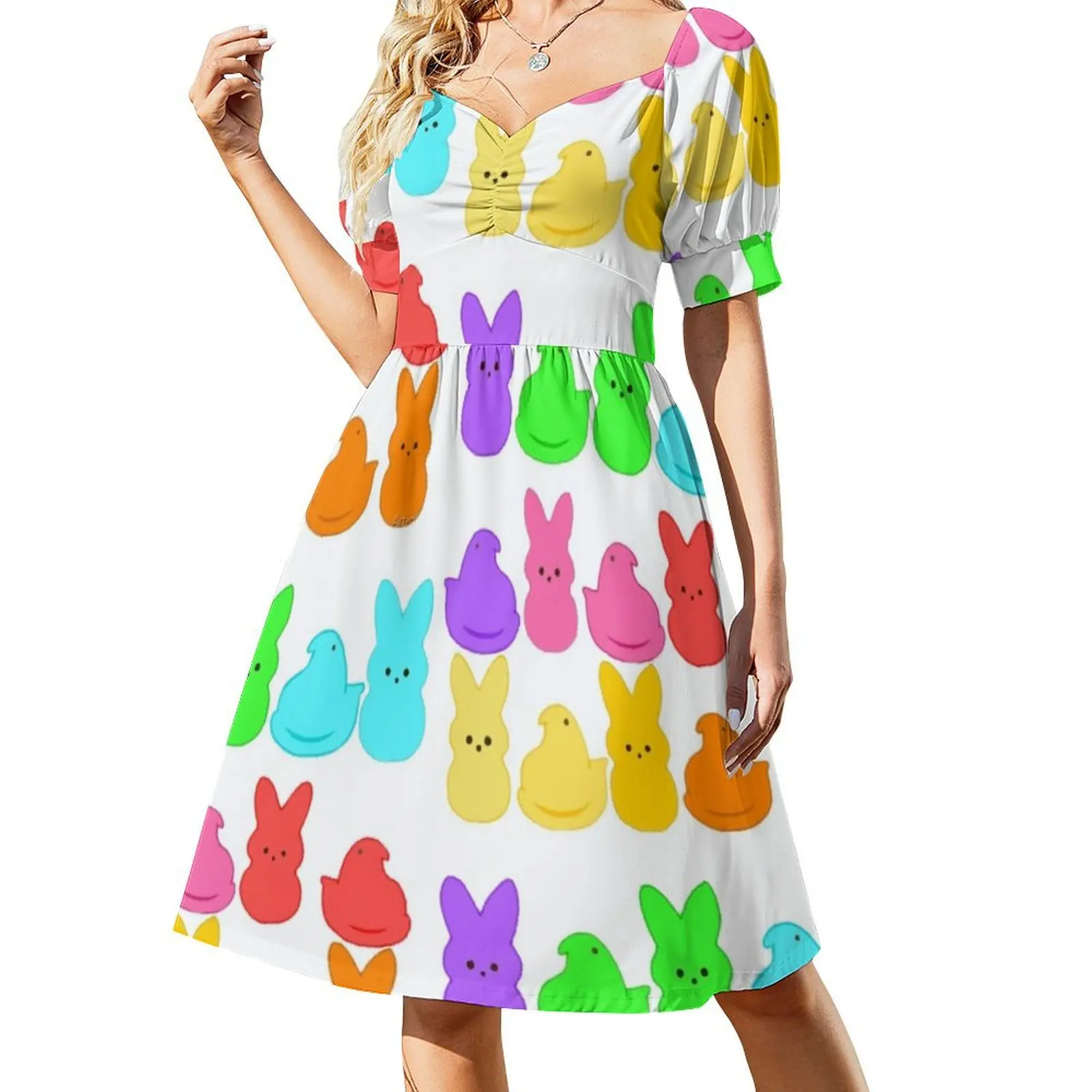 

Easter peeps! Short Sleeved Dress Women long dress Long veiled dresses Dress