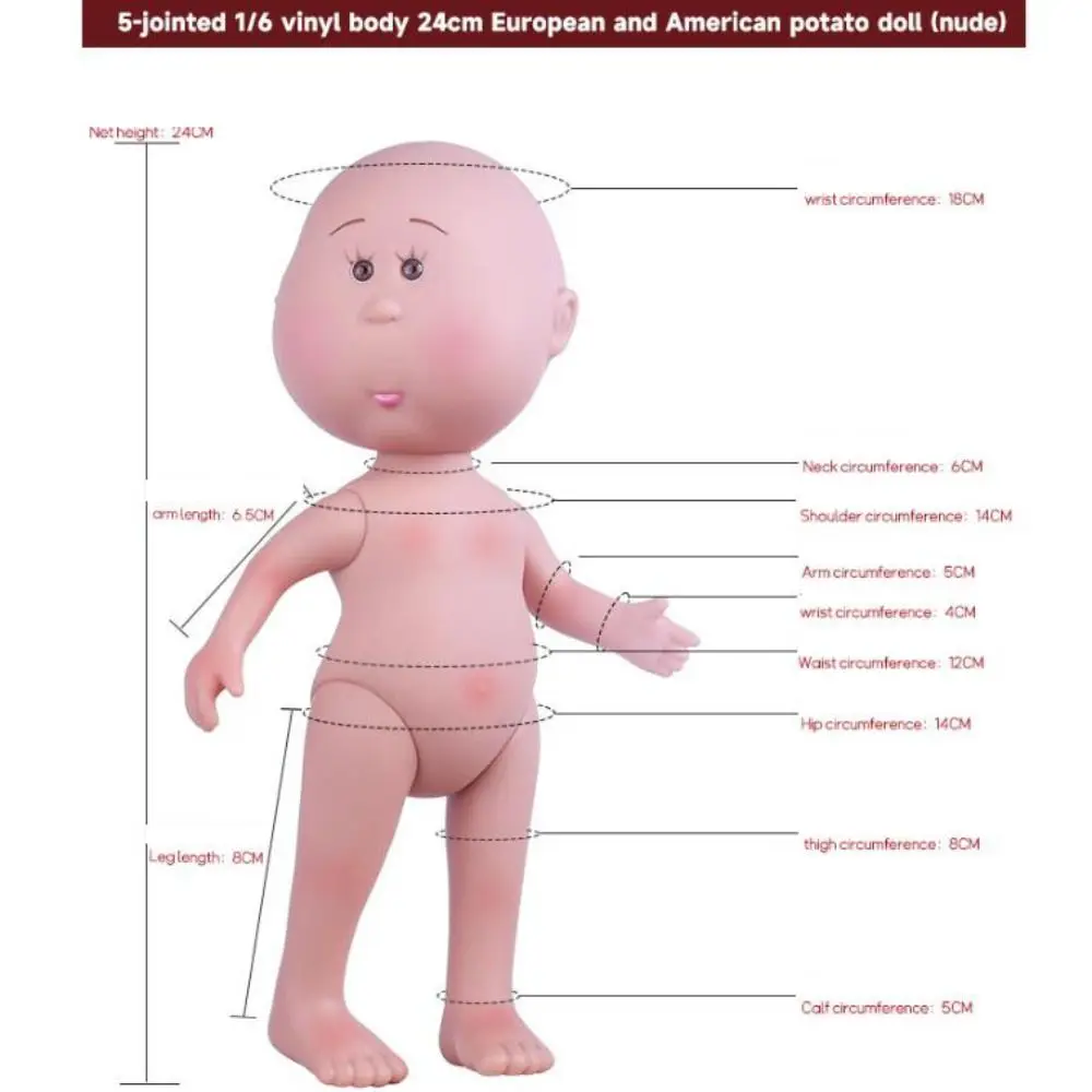 

Fashion Curly Hair 24cm Bean Eye Vinyl Dark Skin Dress Up Mia Potato Movable 24cm Action Figure Body Children Gift