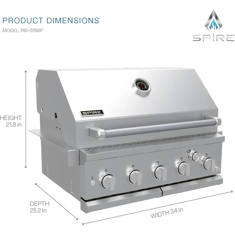 30 Built In 5 Burner Dual Fuel Grill All 304 Stainless Steel Body
