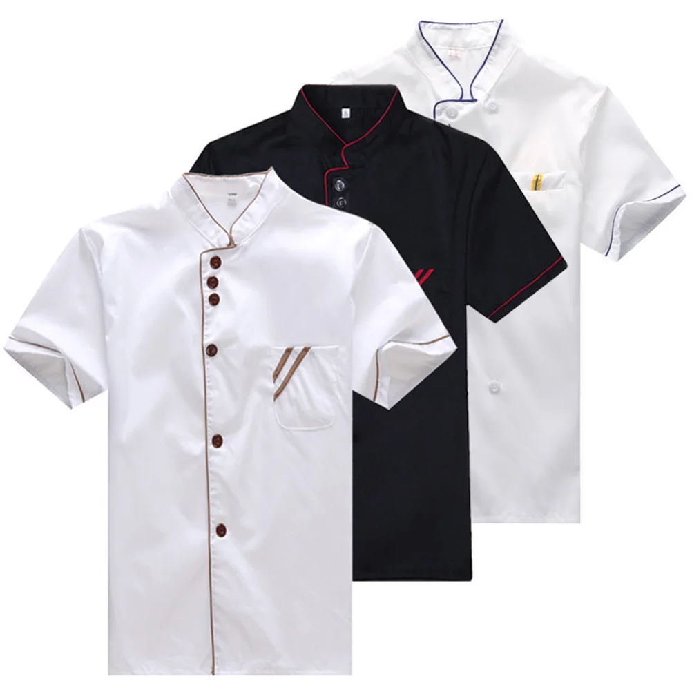 

Premium Unisex Short Sleeve Chef Catering Shirt Oil Resistant Breathable Easy Wash For Restaurant Hotel Kitchen Staff White Chef
