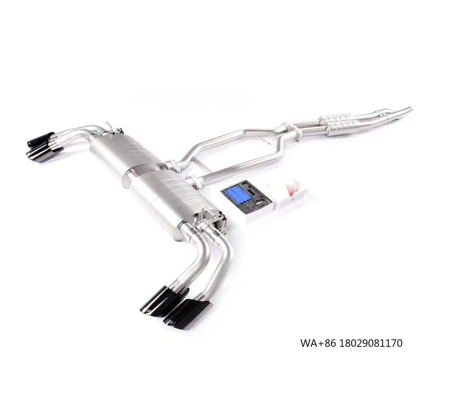 

Premium Quality Stainless steel Muffler and Front Pipe Catback with Quad Black Exhaust Tips for 3.6