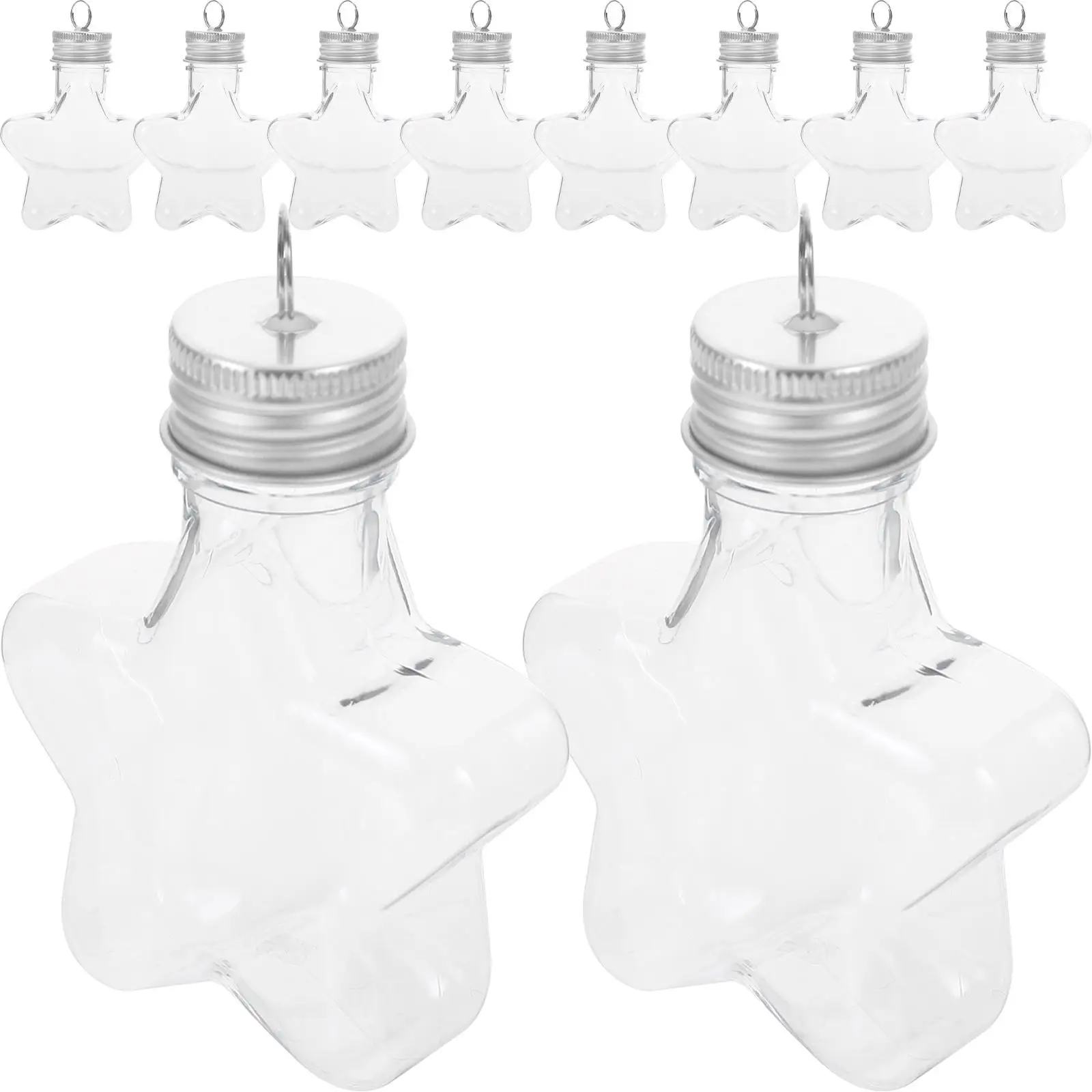 

Christmas Star Bottle 10 Pcs Fillable Ornament Colored Hanging Decor Transparent Glass Wishing Containers DIY Craft