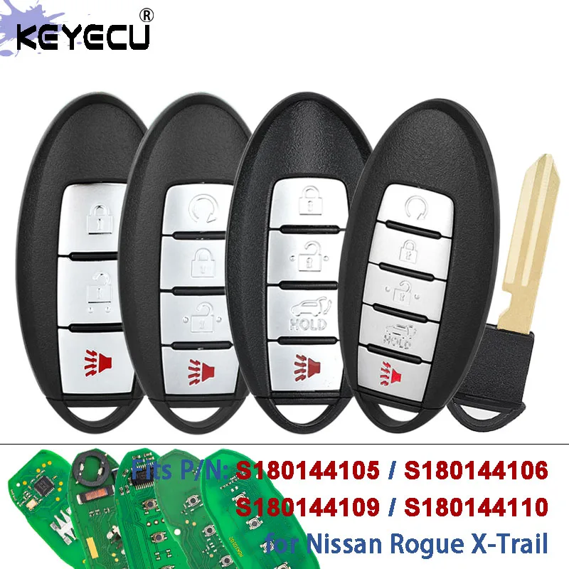 KEYECU S180144105 S180144106 S180144109 1S180144110 433.92MHz 4A Chip Smart Remote Key Fob for Nissan Rogue X-Trail 2014-2019