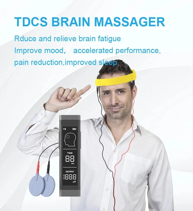 Portable tDCS Brain Stimulation Device Brain Current Massager Help Relieve Depression Anxiety Stress PTSD