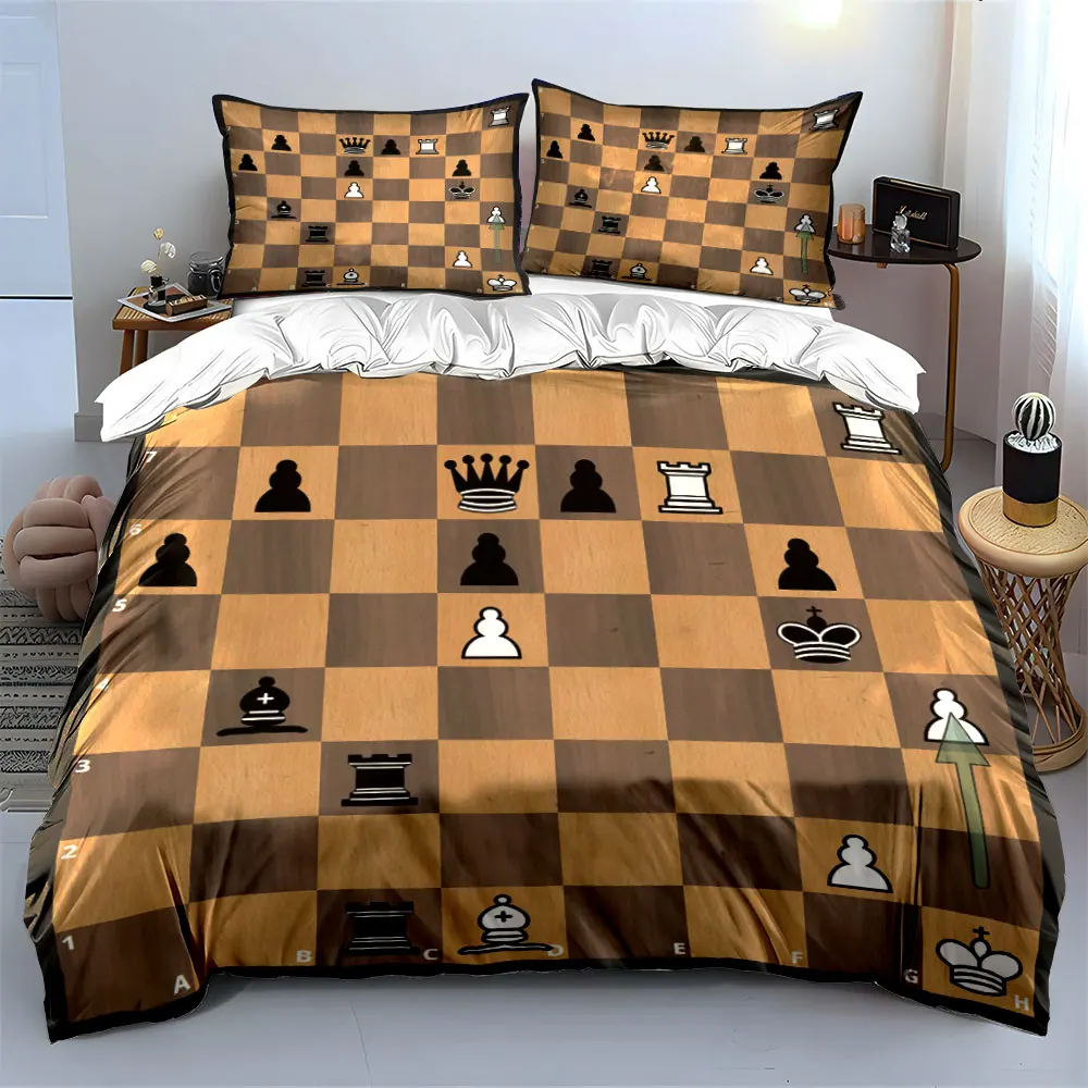 

"Chess Strategy Set Three-Piece" Multiple sizes kid's and adults' bedroom Exquisite 3PC bedding set, gift