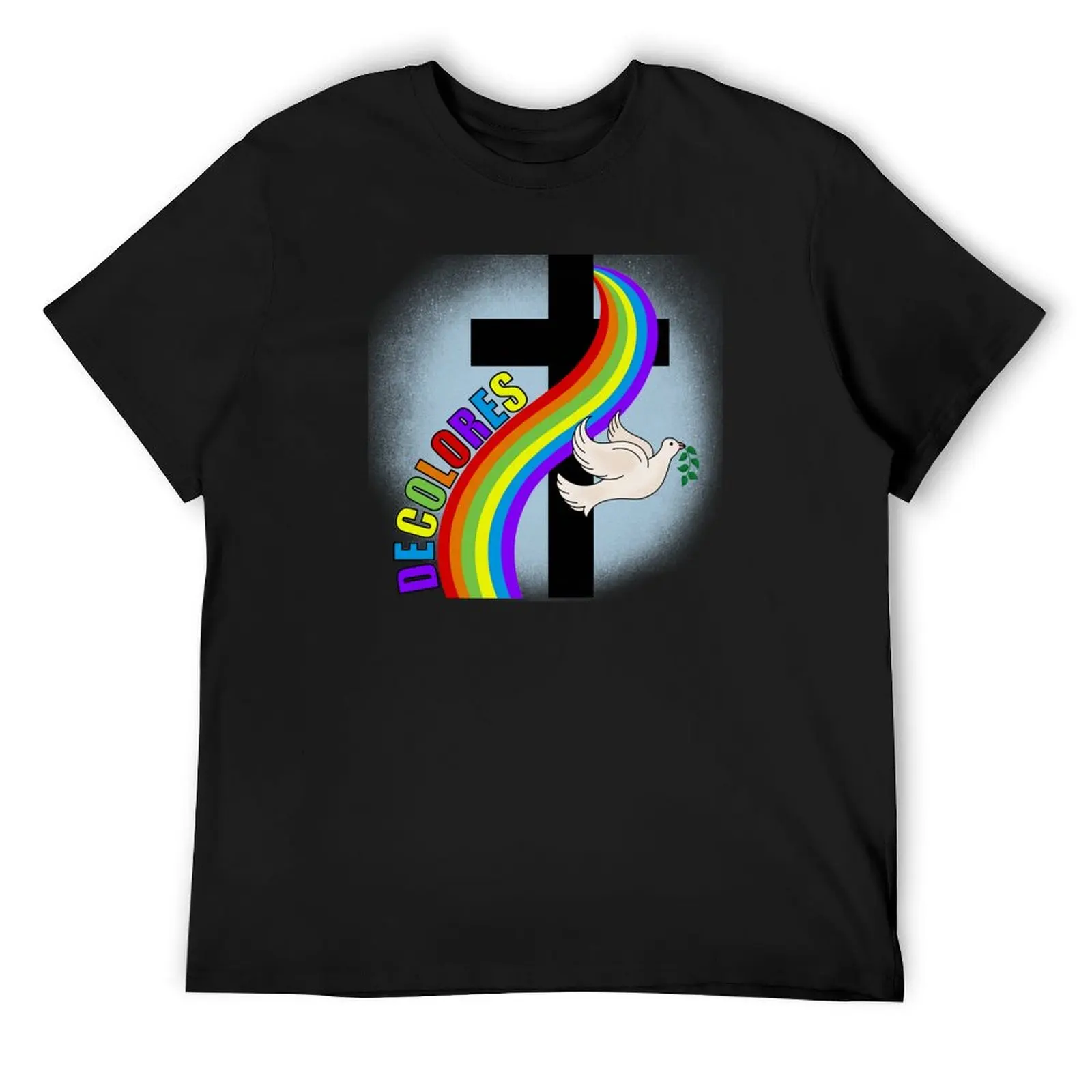 

DeColores Cursillo Rainbow With Cross and Peace Dove (White) T-Shirt vintage anime shirt cheap stuff t shirts men