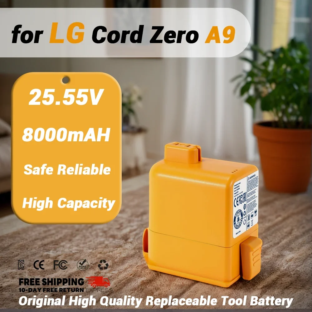 

Аккумулятор высокой емкости 5000 мАч для LG CordZero A9 серии EAC 63382208 /ЕАК 63758601 - Литий-ионная замена 25,55 В (расширенное время работы)