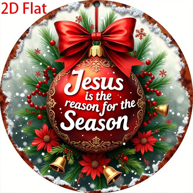 2D Flat, 1pc Vintage Round Wooden Hanging Sign Wall Decor, 2D Printed with 