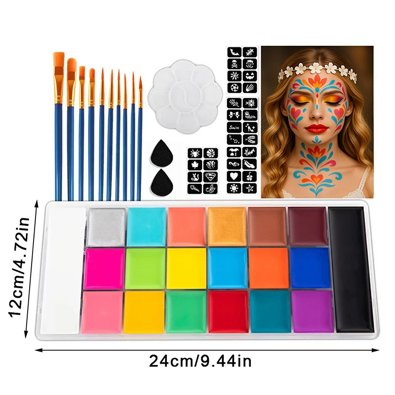 New Face Body Paint Palette Professional Flash Non Toxic Safety Tattoos Paint Party Decoration Artist Fancy Makeup Set