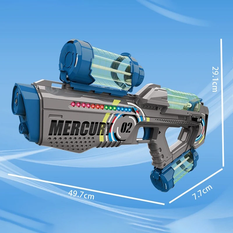 Pistola de chorro de agua luminosa totalmente automática, pistola de agua eléctrica de disparo continuo, juguete de piscina para adultos y niños,
