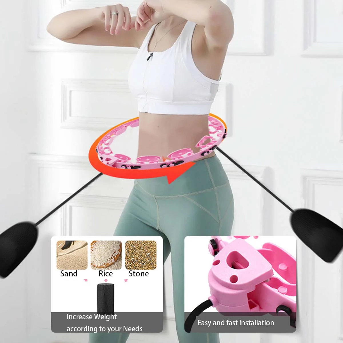 Smart Fitness Magnet hula Hoop Detachable Adjustable Non-slip for Male Female Children Weight Loss Abdomen Exercise DIY Weight