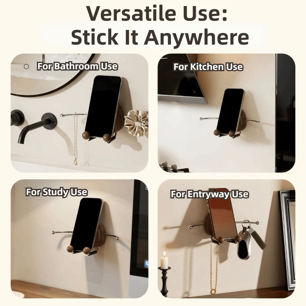 

Stainless Steel Wall Mounted Organizer with 4 Hooks Rustproof Suction Cup Hook Rack Removable Decorative