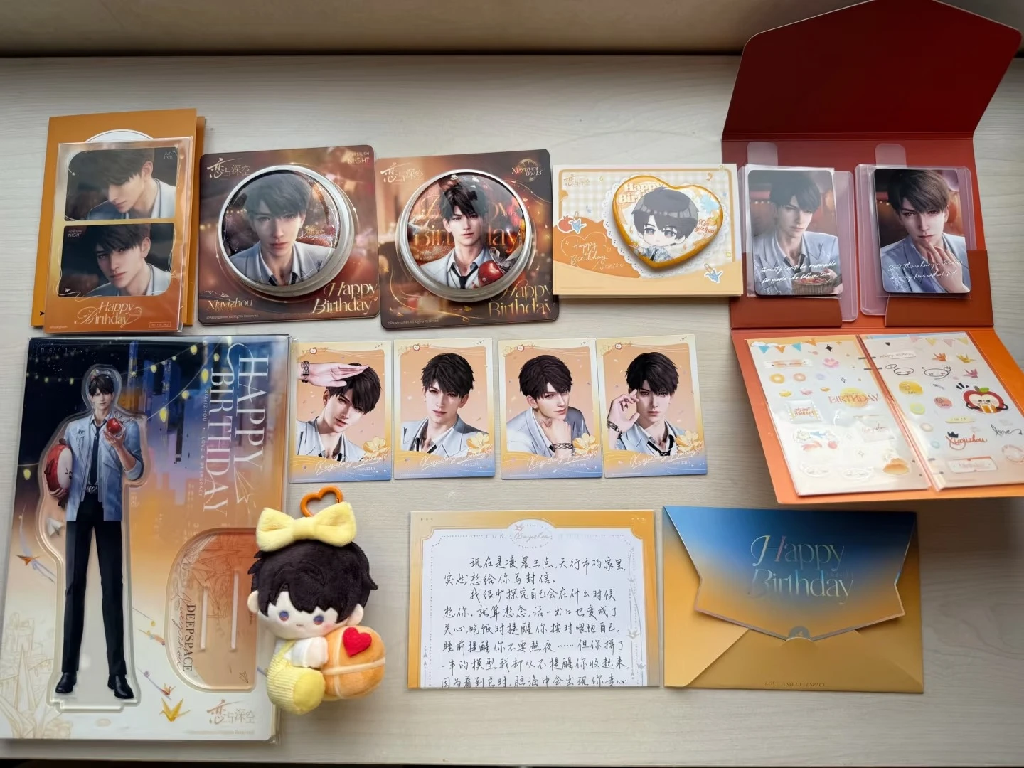 

In Stock Official Love and Deepspace Caleb 2025 Birthday No Return Night Acrylic Stand Tinplate Badge Polaroid Postcard