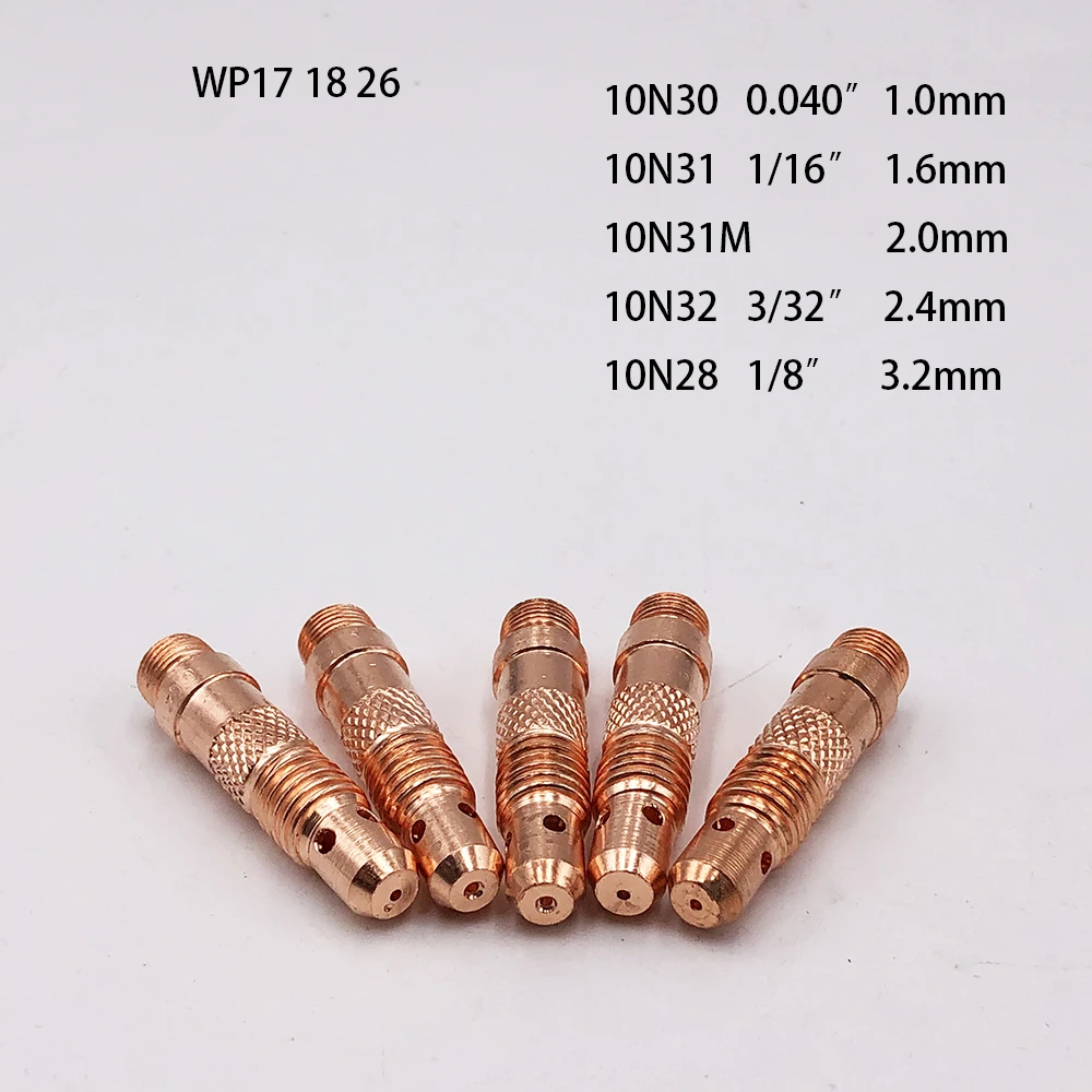 10pcs 10N28 3.2mm Collet Body Welding Consumable for Wp17 WP18 WP26 Tig Welding Torch