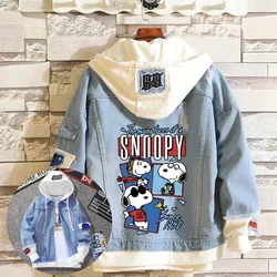 Snoopy Women Men Clothes Fake Two Pieces Denim Coats Warm Comfortable Cartoon Anime Graphic Print Jackets Birthday Party Gifts