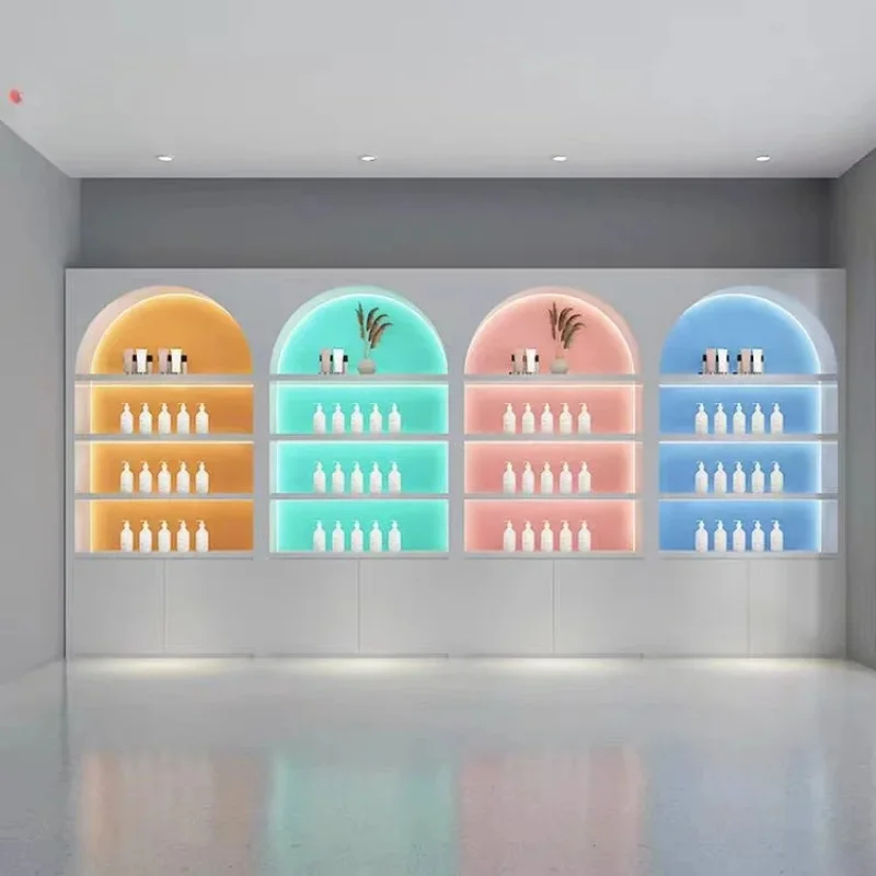 custom.Custom Modern Professional Panel Wood Handmade YUANSEN Cosmetic Display Cabinet Commercial Furniture