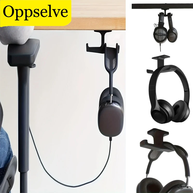 Space Saving Dual Headphone Stand Under Desk Premium Dual Hanger Hook Universal Earphone Holder Desktop Mount For Gaming Headset