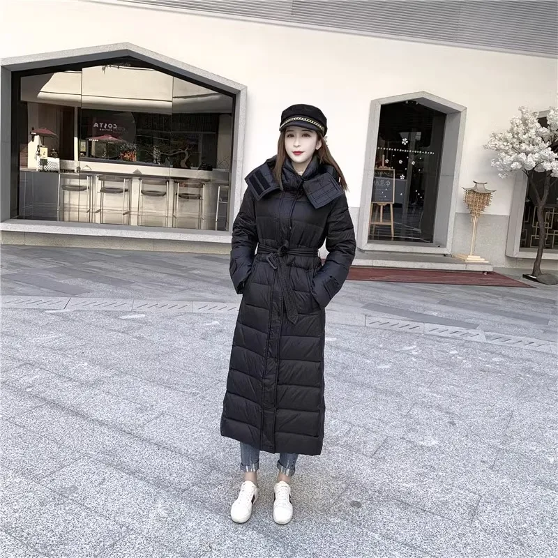 New Women Down Jacket Winter Coat Female Extended Version Parkas Thick Warm Outwear Slim Fit Hooded Leisure Time Overcoat